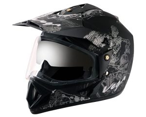 Vega Off Road Sketch ISI Certified Matt Finish Full Face Dual Visor with Peak Helmet