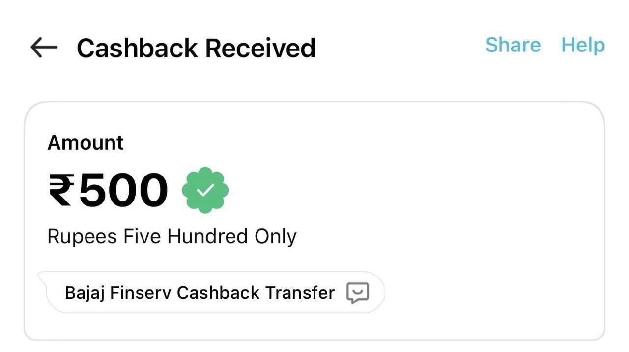 Bajaj Finserve Upto ₹500/- Cashback Offer